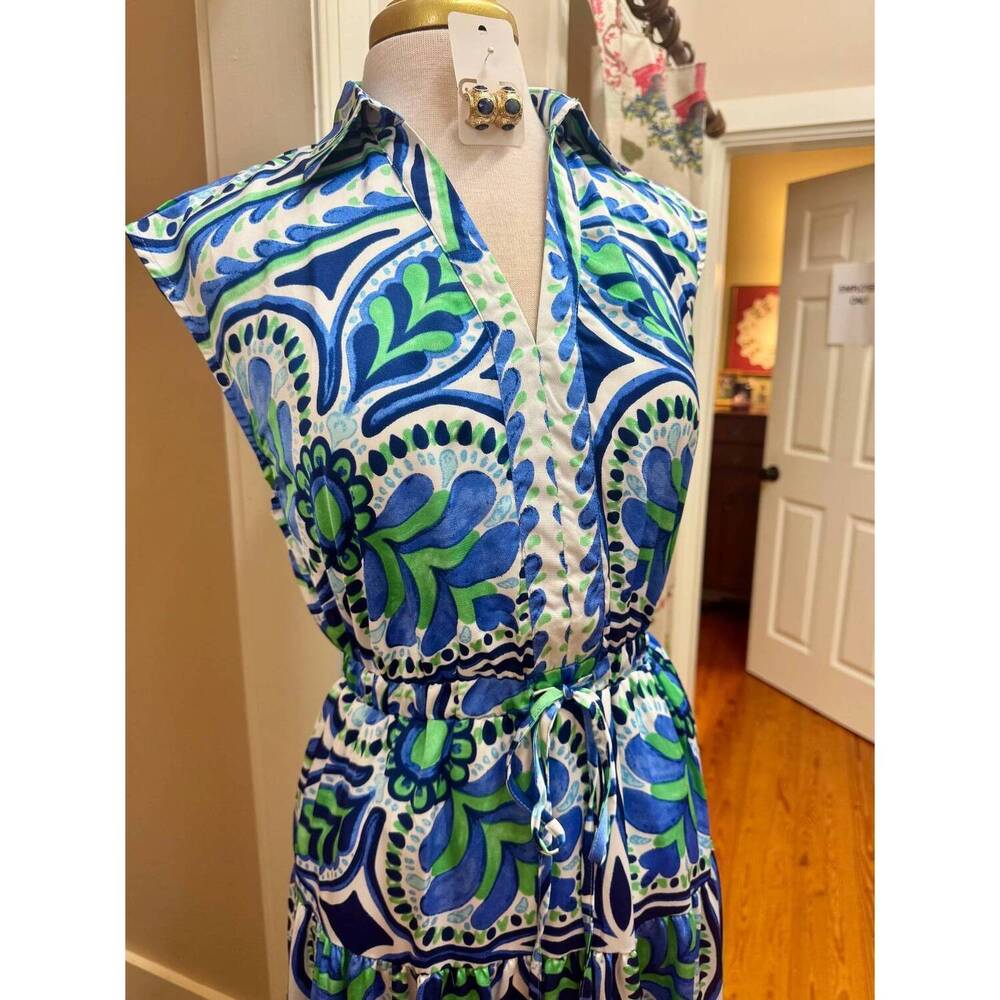 NEW PINCH women's floral tiered maxi dress in deep blue - Picture 2 of 2